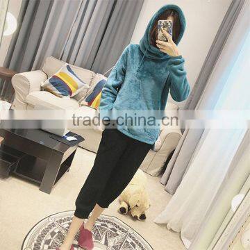 Suzhou best price flannel fleece crop hoodies for women winter warm