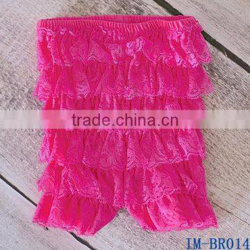 Cheap Infant Kids Clothes Alibaba Wholesale Plain Hot Pink Baby Lace Ruffle Rompers for Girls IM-BR014