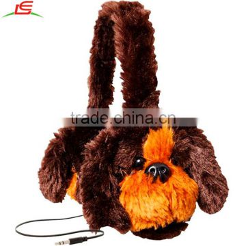 cute Head-mounted brown pet dog head set plush headset