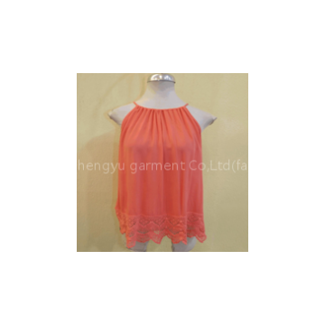 Women Customized Fashion Simple Basic Sheer Chiffon Blouse T-Shirt Quality Polystyle Linen Maternity