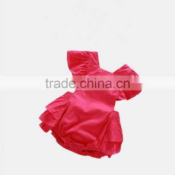 Factory baby clothes solid colour wholesale 100% cotton ruffled bows rompers bodysuit gift