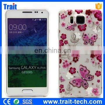 No MOQ Diamond decorate Soft TPU Case For Samsung Galaxy Alpha SM-G850F SM-G850A