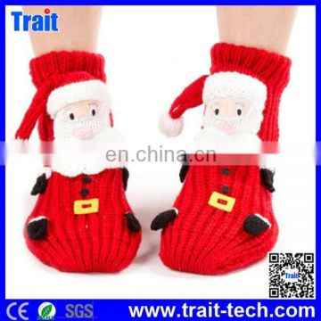 Cute 3D Skidproof Thick Cartoon Room Weave Socks for Christmas Socks(Red Father Christmas)