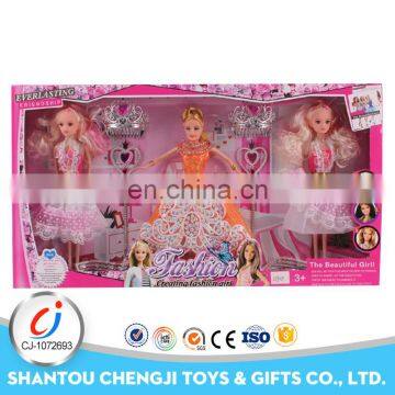 Funny plastic girls toy set fashion cute troll dolls pass EN71