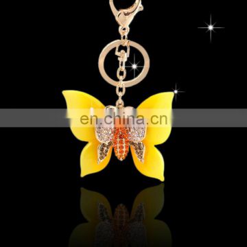 Wholesale Promotional cheap Fashion metal rhinestone insect butterfly Key chain MCA-0054