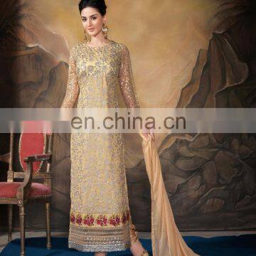 Beige Colored Poly Georgette Suit.