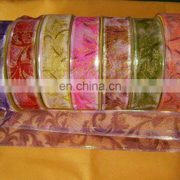 colorful glitter organza ribbon gift packing christmas decoration