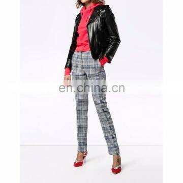 Wholesale Wool and Cotton Blend Women's High-waist Plaid Winter Pants photo-3