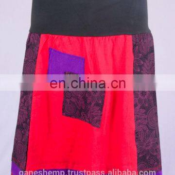 Bohemian Love Red Cotton Patchwork Mini Skirt HHCS 109 D