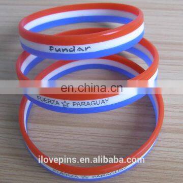 Paraguay flag sillicone rubber bracelet