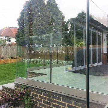 Exterior Frameless Glass Deck Railing with Aluminum U Channel Profile / U Base Shoe Glass Balustrade