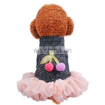 Winter Pet Dog Cat Star Slub Pink Cherry Skirt Gauze Skirt Dress Puppy Apparel Clothes photo-2