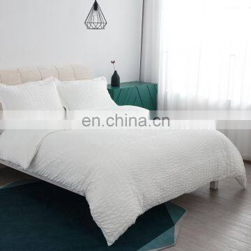 White Zipper Seersucker Microfibre Oversized Queen King Duvet Cover Set