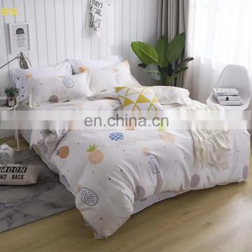 2020 summer new arrival household products leaves plaid simple style aloe cotton bed linen comforter bedding set cheap price