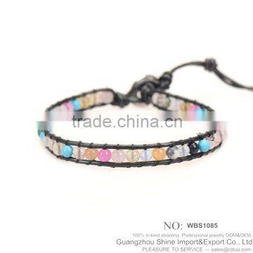 Many Design Agate Survival Boho Bracelet Leather Beads XE09-0109 photo-2