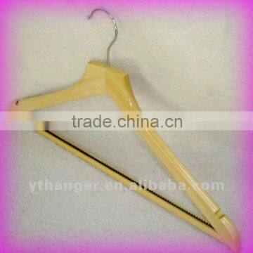 anti-slip wooden hanger with bar