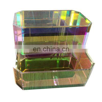 Colorful 2 Drawers Acrylic Cosmetic Storage Box for Bedroom