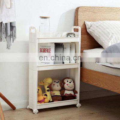 Multipurpose White Small 3Tier Pull Out Removable Storage Toilet Corner Organizer No Drill Bathroom Rack Plastic Shelf Wheeled