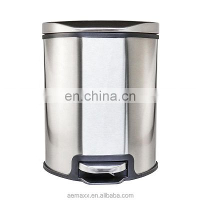 Hot selling household stainless steel fingerprint proof trash can with soft closing foot dustbin 5L12L30L strong steel pedal bin