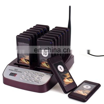 16 Channel Restaurant Coaster Pager Guest Call 433.92MHz Wireless Paging Queuing Calling System