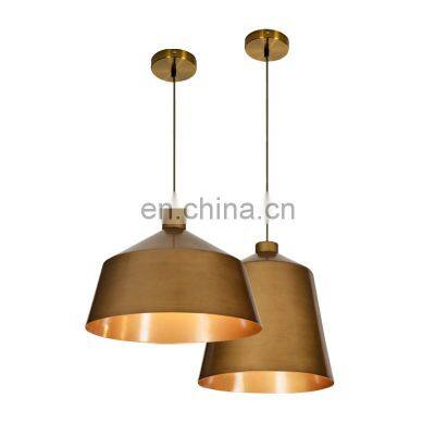 HUAYI European Vintage Round Industrial Pendant Lamp Gold Modern Hanging Light Simple Bar Chandelier