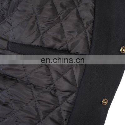 Black Wool and Leather Prime Quality Raglan Sleeve Custom Jacket for Men Bomber Slim Fit Letterman Jackets photo-4