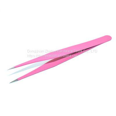 Metal Tweezers Deep Pink Straight Head Tweezers Crystal Glue Diy Handmade Tool Material Straight Head Tweezers photo-2