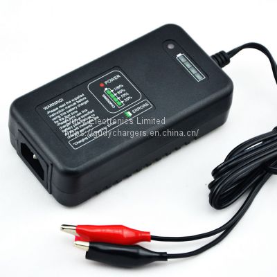 AC/DC power adapter 11V 3.3A 3 cell LiFePO4 battery charger with fuel gauge