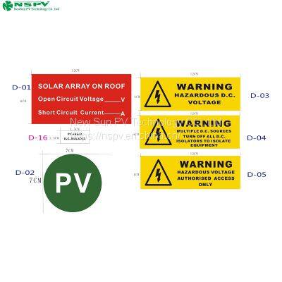 Solar System Warning Label PV Safety Label Kits Warning or Indication Label photo-2