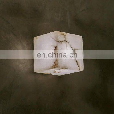 Art Deco Wall Mounted Lamp Brass Sconce Alabaster Wall Light for Hotel photo-4