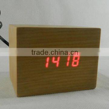LED Digital Wooden Table Snooze Clock With Touch Function for Snooze photo-2