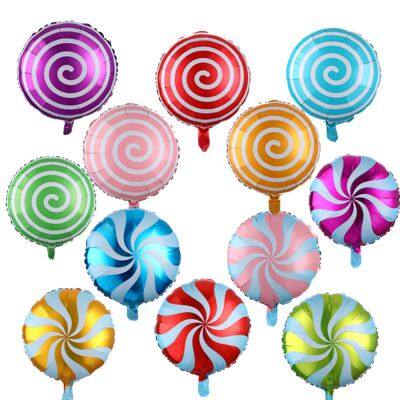 Hot New 18 Inch Round Shape Lollipop Foil Balloon Colorful Candy Aluminum Helium Kids Balloons for Birthday Party