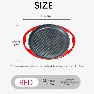 Cast Iron Enamelled Skillet Enamelled Steak Skillet Round Pan With Two Ears Red Enamelled Skillet photo-3