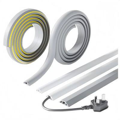 Self-Adhesive PVC Rubber Trunking Soft Ground Surface-Mounted Wire Organizer Self-Adhesive Soft Trunking Artifact for Wires