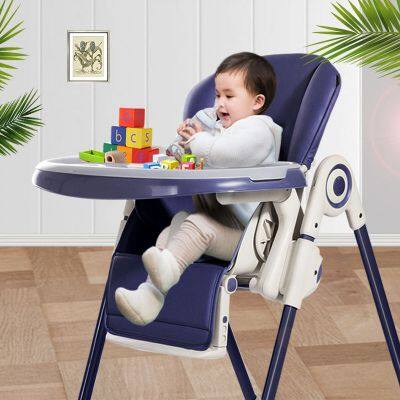 Cheap Baby High Chair PU Leather Seat Multifunction Foldable Portable Feeding Highchair Baby Dining Table With Wheels