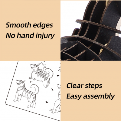 Custom DIY STEM Toys Games 3D Assembly Paper Puzzles Laser Cut Animal Husky Model Jigsaw Kids Gifts Home Ornament photo-3