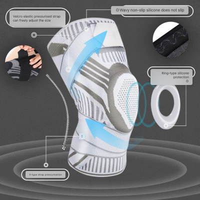 Anti-collision Sports Knee Sleeves Spring Double Straps Pressure Support Basketball, Tennis, Running photo-2