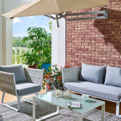 Подвесная ручная террасная зонт – 8 футов, 210T ультрафиолетовый материал, алюминий 8K – экономия места, OEM