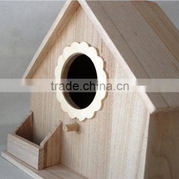 Small New Unfinished Wooden Craft Bird House Wholesale, Decorative Small Bird Cage for Decoration