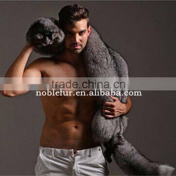 2015 high quality gentleman Winter male Shawls Real silverl Fox Fur scarf Brand famous fur scarf