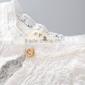 Cheap and Hot Selling Korean Style Baby Girls Tops Round Neck t Shirt Sleeveless Fold Bubble Shirts photo-6