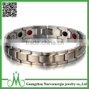 Fashion silver + gold 316l stainless steel bracelet men