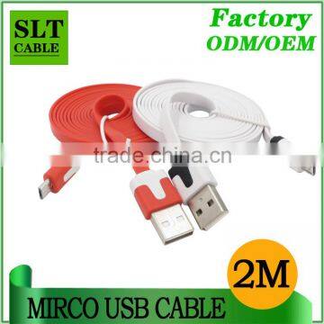 SLT Factory Direct 2M Flat Two Sided Multi Charger Data Cable For Android Phone