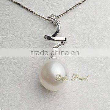 Fashion Jewelry:925 silver pendant with 10-10.5mm shell pearl