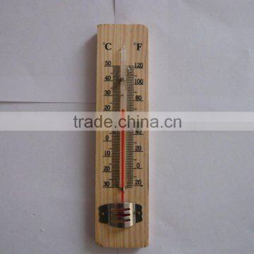 Household Indoor Wooden Thermometer Double Scale C / F High Quality and Eco-friendly Red Kerosene Filled Black Printed w/ Hook photo-2