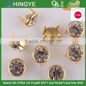 Sedex Audited Factory 2 Pillar Metal Rhinestone nail Prong Studs