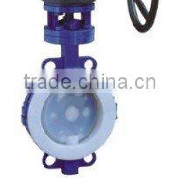 Worm gear butterfly valve lined PTFE for petrochemical