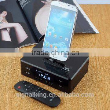 Factory Wholesale Bluetooth Speaker Charging Dock Station bluetooth speaker LCD FM Speaker With Alarm Clock For Iphone Samsung