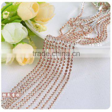 Champagne SS6 to SS38 Silver Plating Wholesales AAA Quality Shinny Close Crystal Cup Claw Rhinestone Chain for Jewelry Cheapest