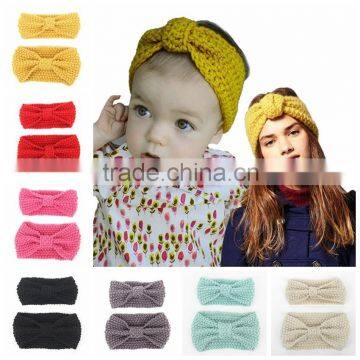 Newest mommy baby crochet headband headwraps set mommy and baby knitted headbands for hair accessories headwear